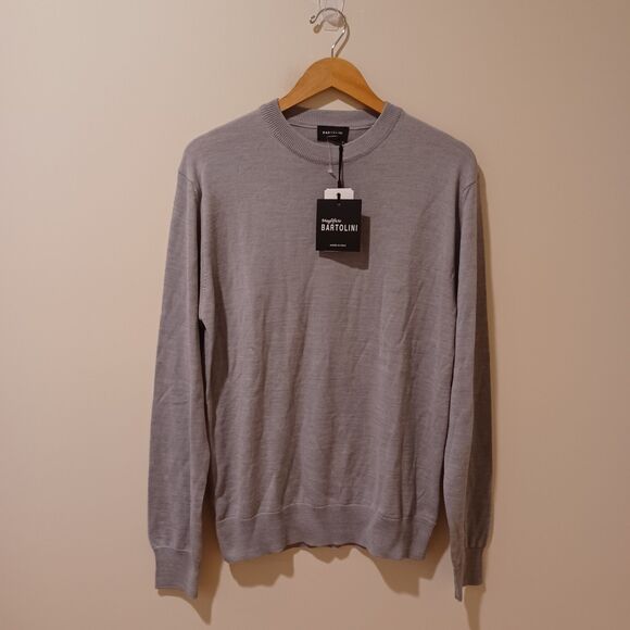 NWT Maglificio Bartolini Men's Sweater Merino Wool Blend Crew Neck Jumper L Gray - Picture 1 of 8